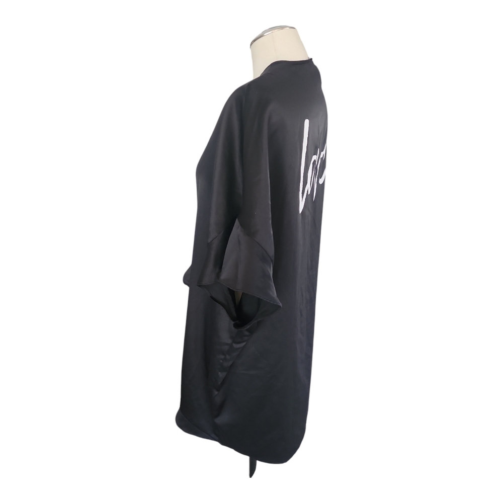 Victoria's Secret Elegant Black Robe Sexy Valentine Satin RuffleTie Robe Love - Picture 5 of 7